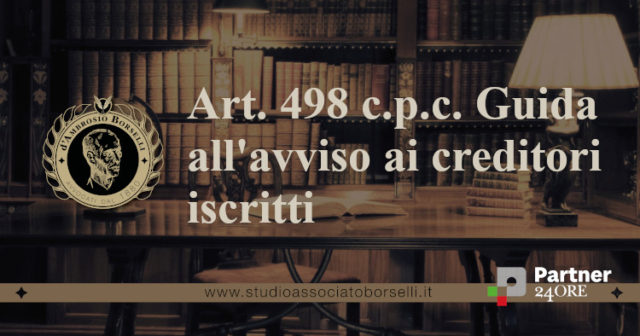 Art. 498 c.p.c. Guida all'avviso ai creditori iscritti